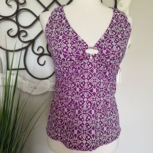 LANDS’ END Size 10 Purple Tankini Swimsuit Top